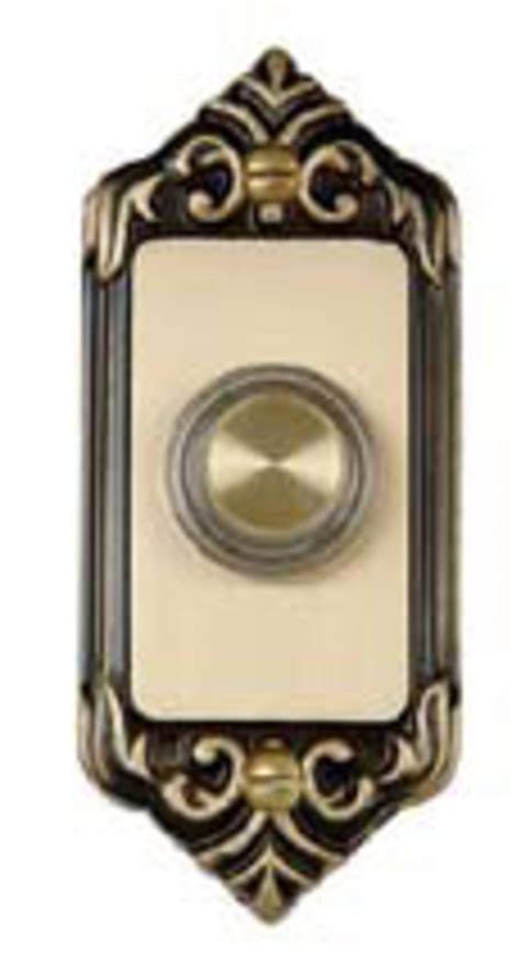 carlon metal housing polished pewter or brass lighted wired button|Carlon DH1605 Door Bell Pushbuttons, Brass.